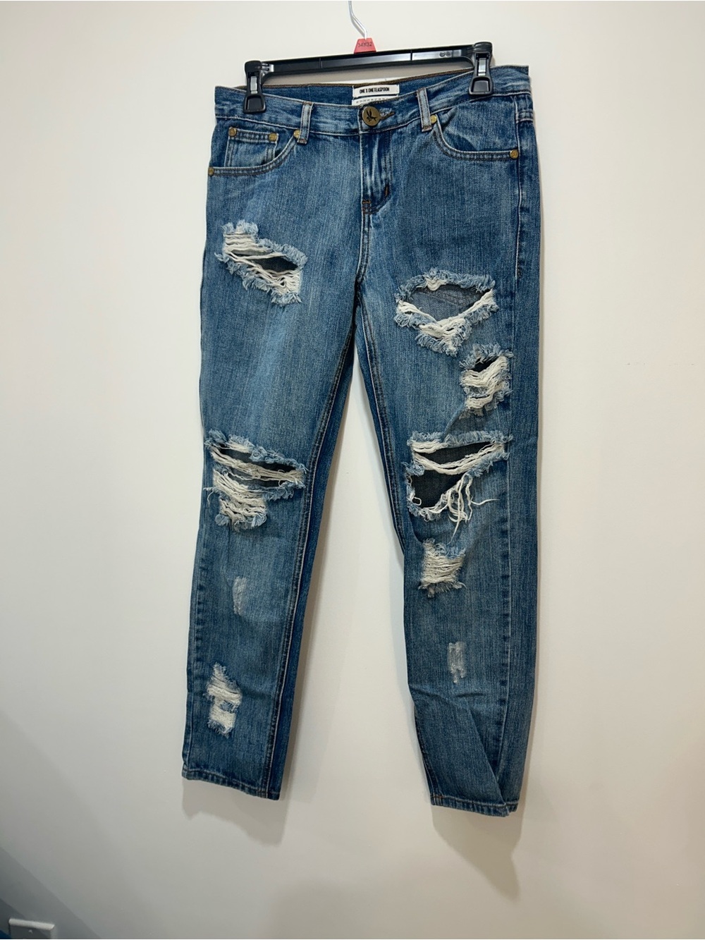 One Teaspoon Distressed Blue Boyfriend Jeans